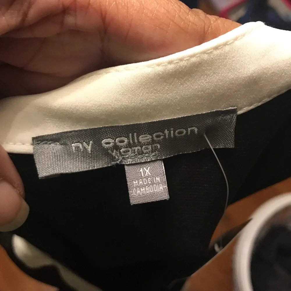 NY Collection Black Jumpsuit with White Trim